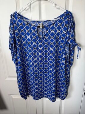 Perception Women Blue & White Tunic Top 3X